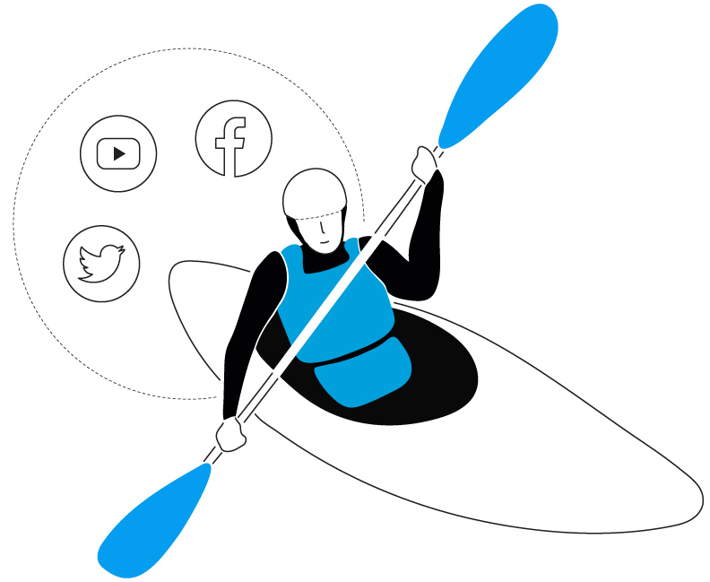Kayaker and social media